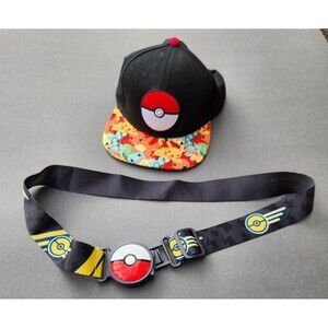 2016 Pokemon Branded Snapback Hat Poke Ball Youth 14 and up  + Pokeball Belt